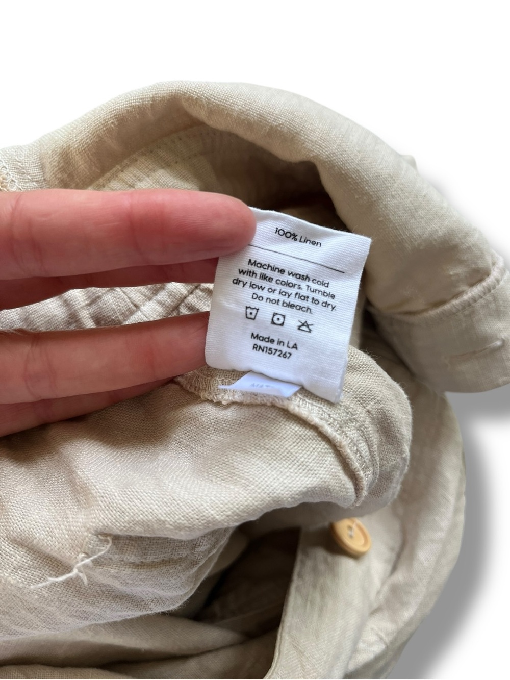 MATE the Label 100% Linen Romper Beige Small Travel Sustainable Utility USA made - Picture 8 of 8